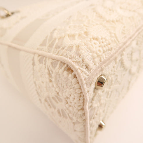 Christian Dior CD GHW Medium Lady Dior Lace 2way Shoulder Bag
