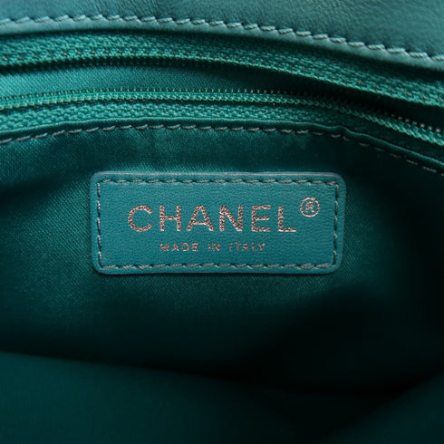 CHANEL Quilted CC SHW Chain Shoulder Bag Lambskin Leather Green