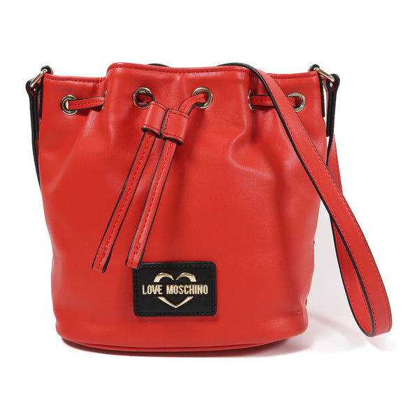 MOSCHINO GHW Shoulder Bag Coated Canvas Red