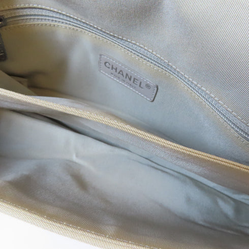 CHANEL CC SHW Chain Shoulder Bag Nylon Beige Green