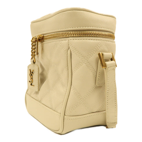 YVES SAINT LAURENT YSL GHW Vanity Shoulder Bag 649779 Calfskin Leather Beige