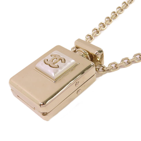 CHANEL CC GHW Locket Necklace B22S Metal PVC Gold Tone Color White