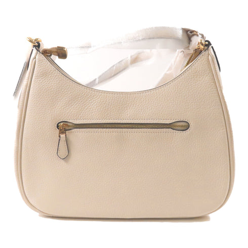 COACH GHW Shoulder Bag Calfskin Leather