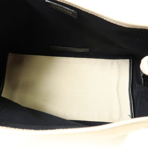 BALENCIAGA Navy Cabas Tote Bag Shoulder Handbag 339933 Canvas White