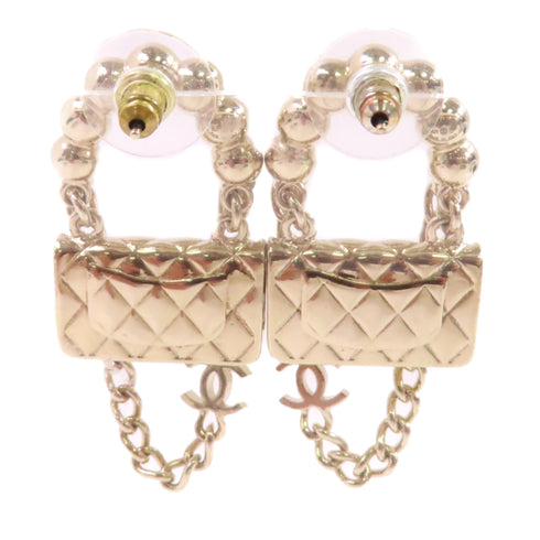 CHANEL CC GHW Earrings B21/S Metal PVC White Gold Tone Color