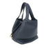 HERMES PHW Picotin MM Handbag Clemence Leather Blue Nuit