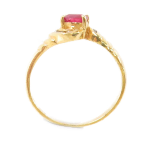 Fine Jewelry Ruby Diamond Ring US#5 18K Yellow Gold