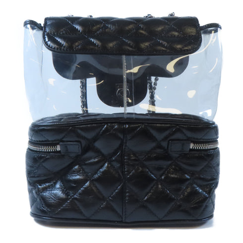 CHANEL Quilted CC SHW Chain Shoulder Bag Calfskin Leather/PVC Black