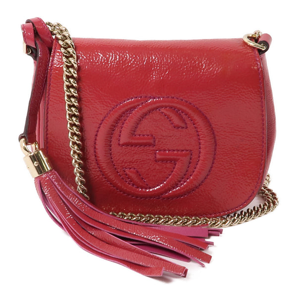 GUCCI GG GHW Shoulder Bag Calfskin 323190 Calfskin Leather Red