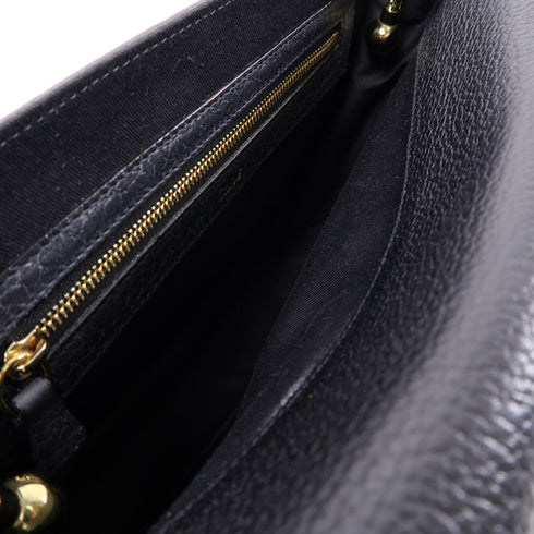 Chloe GHW Chain Shoulder Bag Calfskin Leather Black v1