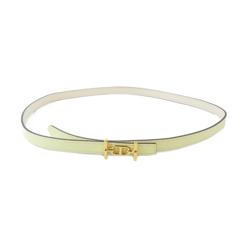 HERMES GHW Ancre Belt Veau Epsom Swift Leather Light Yellow Beige