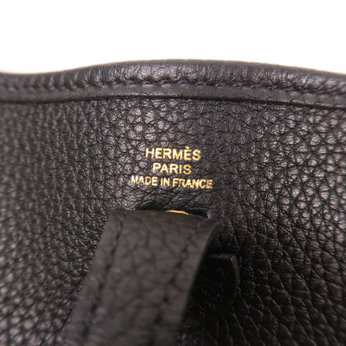 HERMES GHW Evelyne TPM Shoulder Bag Clemence Leather Black