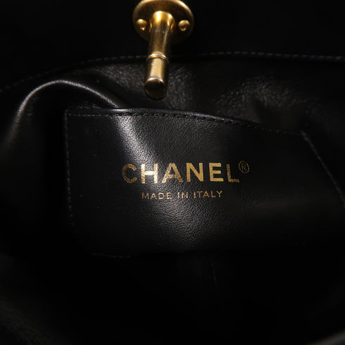 CHANEL CC GHW Hobo Chain Shoulder Bag AS3223 Lambskin Leather Black