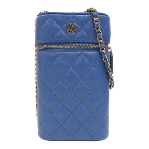 CHANEL Quilted CC GHW Classic Vanity Chain Shoulder Bag AP2084 Calfskin Blue