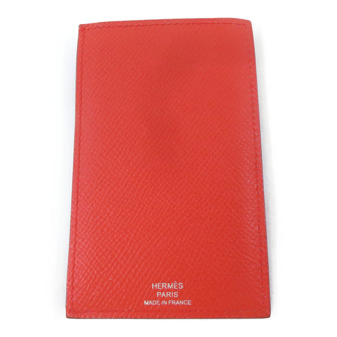 HERMES Les Petits Chevaux Card Case Epsom Leather White Brown Pink Red