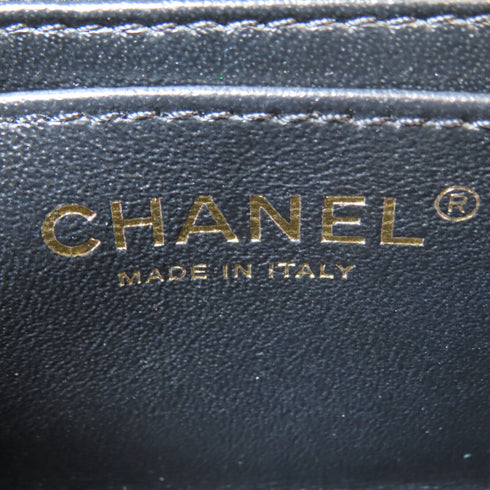 CHANEL Herringbone CC GHW Crossbody Bag 2 Way Bag Lambskin Leather Black