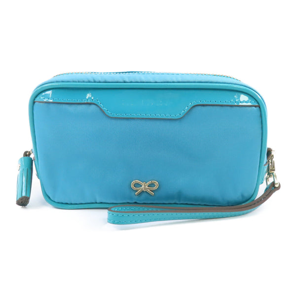 ANYA HINDMARCH GHW Clutch Bag Pouch Nylon Blue
