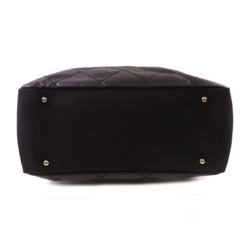 CHANEL Quilted CC SHW Biarritz Large Tote Bag Coated Canvas Black