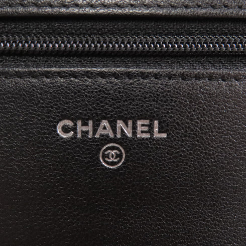 CHANEL Herringbone CC 2.55 Wallet Chain Shoulder Bag A80834 Lambskin Black