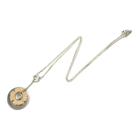 Chopard Happy Diamond Clover Necklace 17.9g 18K White Pink Gold