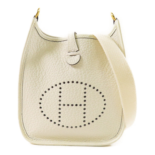 HERMES GHW Evelyne TPM Shoulder Bag Clemence New White