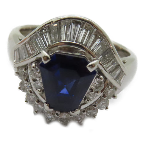 FINE JEWELRY 1.98ct Sapphire 0.81ct Diamond Ring US#4.5 PT900 Platinum