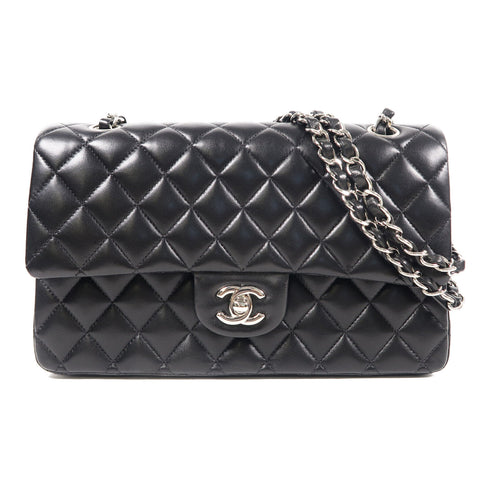 CHANEL Quilted CC SHW Classic 25cm Chain Shoulder Bag Lambskin Leather Black