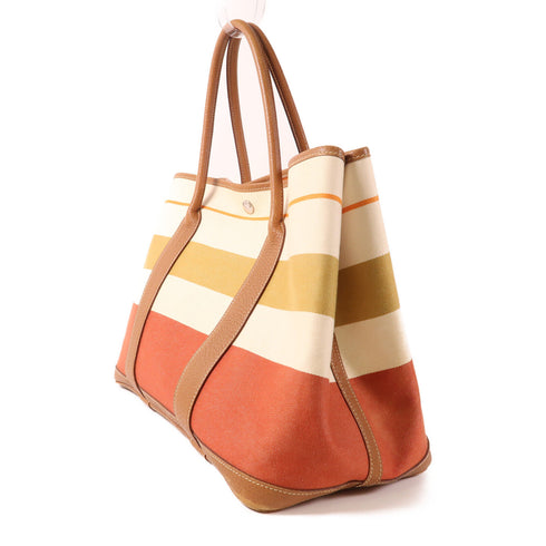 HERMES PHW Garden Party PM Tote Bag Canvas Leather