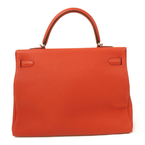 HERMES PHW Kelly 35 2 Way Shoulder Bag Handbag Togo Leather Rouge Casaque Red