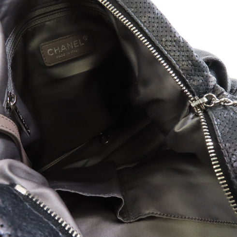 CHANEL CC SHW Chain Shoulder Bag Leather Black