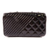 CHANEL Quilted/Herringbone CC SHW Chain Shoulder Bag Patent Leather Black