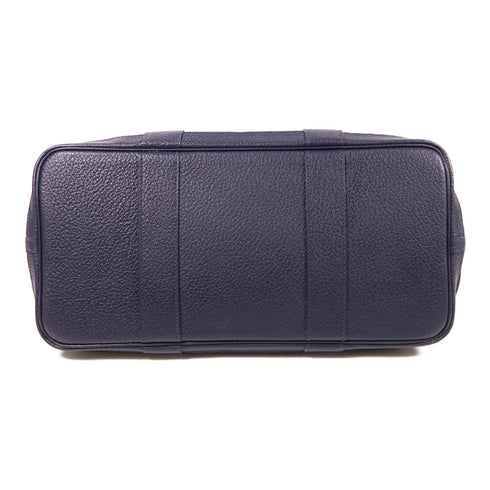 HERMES PHW Garden Party PM Handbag Canvas Navy Black
