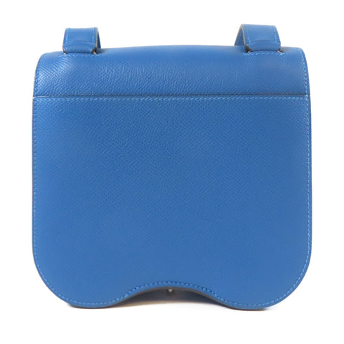 HERMES PHW Mini Della Shoulder Bag Veau Epsom Leather Blue Mykonos