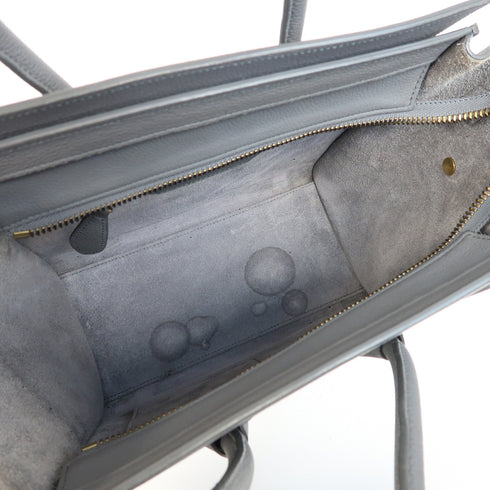 CELINE GHW Micro Luggage Handbag Calfskin Leather Grey