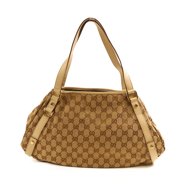 GUCCI GG GHW Shoulder Bag Canvas 130736 Beige/White