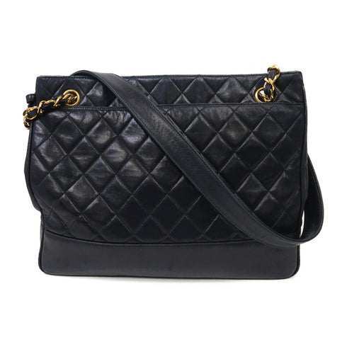 CHANEL CC Vintage Shoulder Bag Lambskin Leather Black