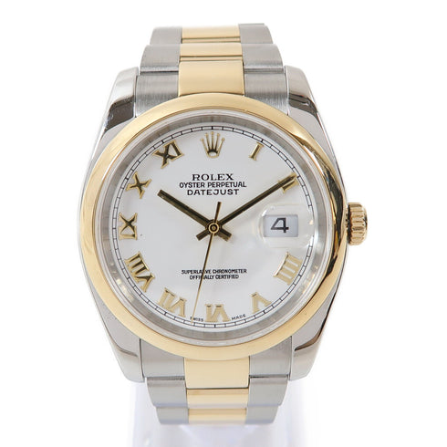 ROLEX Datejust Automatic Watch 116203 18K Gold/Stainless Steel White