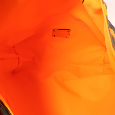 Valentino GHW 2 Way Shoulder Tote Bag Canvas Orange/Green