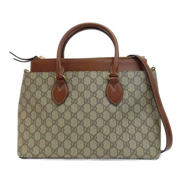 GUCCI GG GHW Zip Tote 2 Way Shoulder Bag 409534 GG Supreme Brown