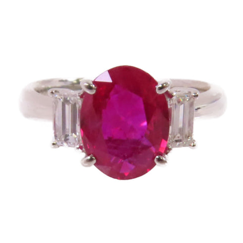 FINE JEWELRY 1.86ct Ruby 0.43ct Diamond Ring US#5.75 PT900 Platinum