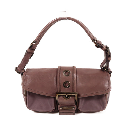 PRADA GHW Shoulder Bag Nylon/Calfskin Leather Purple