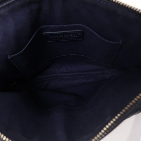 CHANEL Quilted CC SHW Chain Shoulder Bag Calfskin Leather Blue v2