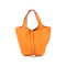 HERMES PHW Picotin PM Hand Bag/Bucket Tote Bag Clemence Leather Orange