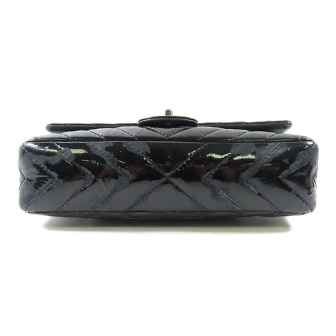 CHANEL CC SHW Classic 25 Chain Shoulder Bag Patent Leather Black