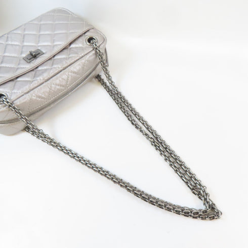 CHANEL Quilted CC 2.55 Chain Shoulder Handbag 65169 Calfskin Leather Silver