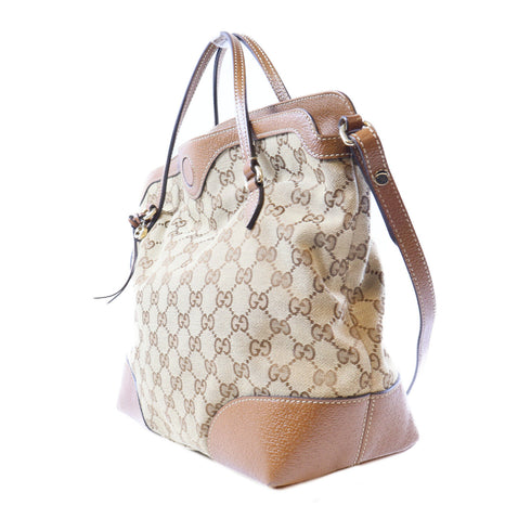 GUCCI GG GHW 2 Way Shoulder Bag Handbag Canvas Brown