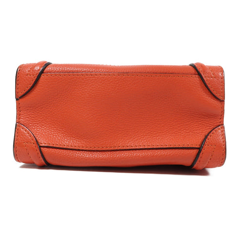 CELINE SHW Nano Luggage 2 Way Bag Calfskin Leather Red