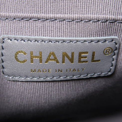 CHANEL Quilted CC SHW Backpack Rucksack Calfskin Leather Grey