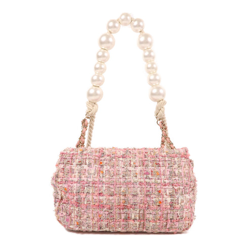 CHANEL CC GHW 2 Way Shoulder Bag Tweed Pink