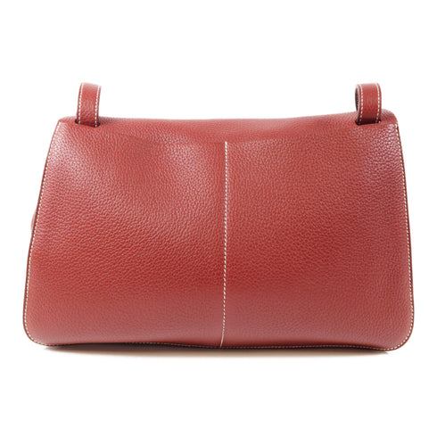 HERMES PHW Halzan 31 2 Way Shoulder Bag Handbag Clemence Leather Rouge H/Red